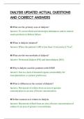 DIALYSIS UPDATED ACTUAL QUESTIONS&NewLine;AND CORRECT ANSWERS&NewLine;