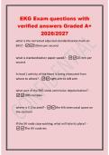 EKG Exam questions with&NewLine;verified answers Graded A&plus;&NewLine;2026&sol;2027&NewLine;what is the corrected adjusted standardization mark on&NewLine;EKG&quest; -10mm per second&NewLine;what is standardization paper speed&quest; -25 mm per&NewLine;second&NewLine;In lead 1 activity of the heart is being measured from