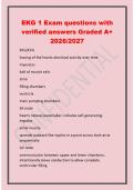 EKG 1 Exam questions with&NewLine;verified answers Graded A&plus;&NewLine;2026&sol;2027&NewLine;EKG&sol;ECG&NewLine;tracing of the hearts electrical activity over time&NewLine;myocytes&NewLine;ball of muscle cells&NewLine;atria&NewLine;filling chambers&NewLine;ventricle&NewLine;main pumping chambers