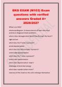 EKG EXAM &lpar;M103&rpar; Exam&NewLine;questions with verified&NewLine;answers Graded A&plus;&NewLine;2026&sol;2027&NewLine;What is an EKG&quest;&NewLine;electrocardiogram&period; A measurement of heart electrical&NewLine;activity to diagnose heart problems&period;&NewLine;where does deoxygenated blood flow through the heart&quest;&NewLine;right atrium&NewLine;