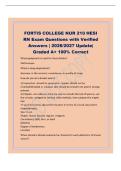 FORTIS COLLEGE NUR 210 HESI&NewLine;RN Exam Questions with Verified&NewLine;Answers &vert; 2026&sol;2027 Update&vert;&NewLine;Graded A&plus; 100&percnt; Correct&NewLine;What equipment is used for Auscultation&quest;&NewLine;Stethoscope&NewLine;What is sleep deprivation&quest;&NewLine;decrease in the amount&comma; consistency&comma; or quality of sleep