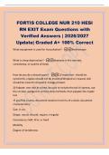 FORTIS COLLEGE NUR 210 HESI&NewLine;RN EXIT Exam Questions with&NewLine;Verified Answers &vert; 2026&sol;2027&NewLine;Update&vert; Graded A&plus; 100&percnt; Correct&NewLine;What equipment is used for Auscultation&quest; -Stethoscope&NewLine;What is sleep deprivation&quest; -decrease in the amount&comma;&NewLine;consistency&comma; or quality of 