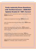 Fortis maternity Exam Questions&NewLine;with Verified Answers &vert; 2026&sol;2027&NewLine;Update&vert; Graded A&plus; 100&percnt; Correct&NewLine;when preterm birth is expected this is given to help develop the lungs -&NewLine;betamethasone&NewLine;leading cause of postpartum hemorrhage -uterine atony&NewLine;what is the