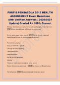 FORTIS PENSACOLA 2018 HEALTH&NewLine;ASSESSMENT Exam Questions&NewLine;with Verified Answers &vert; 2026&sol;2027&NewLine;Update&vert; Graded A&plus; 100&percnt; Correct&NewLine;4-7 days after menses due to hormone levels being lower at that time -&NewLine;When should Breast Self Exams be performed&quest;&NewLine;On the same da
