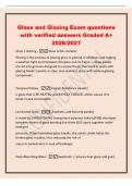 CM 1112 Ch 17 Glass and Glazing Exam questions with verified answers Graded A&plus; 2026&sol;2027 Crown Glass Glass sheet formed by spinning an opened hollow globe of heated glass&period; cylinder glass Glass sheet produced by blowing a large&comma; elongated glass cyli