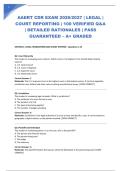 AAERT CDR EXAM 2026&sol;2027 &vert; LEGAL &vert; COURT REPORTING &vert; 100 VERIFIED Q&A &vert; DETAILED RATIONALES &vert; PASS GUARANTEED &ndash; A&plus; GRADED