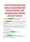 NR546 MIDTERM EXAM REAL EXAM 291 QUESTIONS WITH VERIFIED ANSWERS 100&percnt; ACCURATE LATEST VERSION 2027&sol;2027 RATED A&plus;