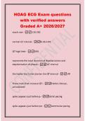 HOAG ECG Exam questions&NewLine;with verified answers&NewLine;Graded A&plus; 2026&sol;2027&NewLine;vtach rate -110-250&NewLine;normal QT interval -0&period;36-0&period;44&NewLine;QT high limit - 500&NewLine;represents the total duration of depolarization and&NewLine;depolarization of phases -QT interval&NewLine;the higher the &lpar;&rpar;&comma; th