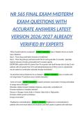 NR 565 FINAL EXAM MIDTERM EXAM QUESTIONS WITH ACCURATE ANSWERS LATEST VERSION 2026&sol;2027 ALREADY VERIFIED BY EXPERTS