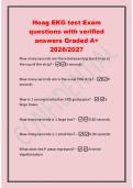 Hoag EKG test Exam&NewLine;questions with verified&NewLine;answers Graded A&plus;&NewLine;2026&sol;2027&NewLine;How many seconds are there between big black lines at&NewLine;the top of the strip&quest; -3 seconds&NewLine;How many seconds are is the usual EKG strip&quest; -6&NewLine;seconds&NewLine;How is 1 second marked on EKG gri