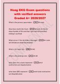 Hoag EKG Exam questions&NewLine;with verified answers&NewLine;Graded A&plus; 2026&sol;2027&NewLine;What is the primary pacemaker -SA node&NewLine;How does electricity travel -SA node to the AV&NewLine;down bundle of His and then right and left branches&NewLine;ending in purkinje&NewLine;What occurs if the SA nod