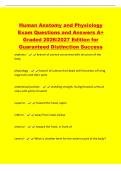 Human Anatomy and Physiology&NewLine;Exam Questions and Answers A&plus;&NewLine;Graded 2026&sol;2027 Edition for&NewLine;Guaranteed Distinction Success&NewLine;anatomy - branch of science concerned with structure of the&NewLine;body&NewLine;physiology - branch of science that deals with functions of livin