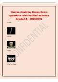 Human Anatomy Bones Exam&NewLine;questions with verified answers&NewLine;Graded A&plus; 2026&sol;2027