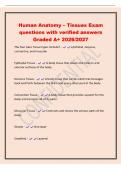 Human Anatomy &ndash; Tissues Exam&NewLine;questions with verified answers&NewLine;Graded A&plus; 2026&sol;2027&NewLine;The four basic tissue types include&quest; - epithelial&comma; nervous&comma;&NewLine;connective&comma; and muscular&NewLine;Epithelial Tissue - A body tissue that covers the interior and&NewLine;exterior surfaces of