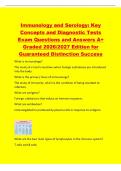 Immunology and Serology&colon; Key&NewLine;Concepts and Diagnostic Tests&NewLine;Exam Questions and Answers A&plus;&NewLine;Graded 2026&sol;2027 Edition for&NewLine;Guaranteed Distinction Success&NewLine;What is immunology&quest;&NewLine;The study of a host's reactions when foreign substances are introduced&NewLine;i