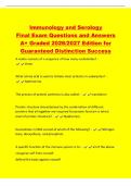 Immunology and Serology&NewLine;Final Exam Questions and Answers&NewLine;A&plus; Graded 2026&sol;2027 Edition for&NewLine;Guaranteed Distinction Success&NewLine;A codon consists of a sequence of how many nucleotides&quest; -&NewLine; three&NewLine;What amino acid is used to initiate most proteins in eukaryotes&quest;