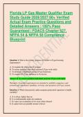 Florida LP Gas Master Qualifier Exam Study Guide 2026&sol;2027&colon; 190&plus; Verified Actual Exam Practice Questions and Detailed Answers &vert; 100&percnt; Pass Guaranteed &vert; FDACS Chapter 527&comma; NFPA 54 & NFPA 58 Compliance Blueprint