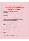 Municipal Agencies Exam&NewLine;questions with verified answers&NewLine;Graded A&plus; 2026&sol;2027&NewLine;who typically heads a village board of trustees&NewLine;a&period; the speaker&NewLine;b&period; the mayor&NewLine;c&period; the president&NewLine;d&period; the executive director - Answer the mayor&NewLine;Properties in each municipality m