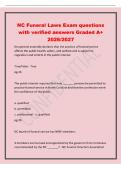 NC Funeral Law Exam questions with verified answers Graded A&plus; 2026&sol;2027 Four members of the Board of Funeral Service are appointed by the Governor from nominees recommended by&colon; - The North Carolina Funeral Directors Association&period; Every NC Burial asso