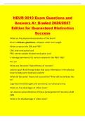 NEUR 0010 Exam Questions and&NewLine;Answers A&plus; Graded 2026&sol;2027&NewLine;Edition for Guaranteed Distinction&NewLine;Success&NewLine;What are the physical characteristics of the brain&quest;&NewLine;Brain is delicate&comma; gelatinous&comma; collapses under own weight&NewLine;What composes the CNS and PNS&quest;&NewLine;CNS&colon; br