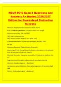 NEUR 0010 Exam1 Questions and&NewLine;Answers A&plus; Graded 2026&sol;2027&NewLine;Edition for Guaranteed Distinction&NewLine;Success&NewLine;What are the physical characteristics of the brain&quest;&NewLine;Brain is delicate&comma; gelatinous&comma; collapses under own weight&NewLine;What composes the CNS and PNS&quest;&NewLine;CNS&colon; b