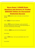 Neuro Exam 1 USAHS Exam&NewLine;Questions and Answers A&plus; Graded&NewLine;2026&sol;2027 Edition for Guaranteed&NewLine;Distinction Success&NewLine;Apraxia -inability to make a motor plan&comma; as a result of brain&NewLine;damage&period;&NewLine;Ataxia -lack of muscle coordination&NewLine;Aphasia -impairment of language&comma; 