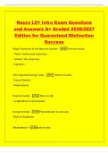 Neuro L01 Intro Exam Questions&NewLine;and Answers A&plus; Graded 2026&sol;2027&NewLine;Edition for Guaranteed Distinction&NewLine;Success&NewLine;Major functions of the Nervous System --Sensory Input&NewLine;-"Plans" behavioral responses&NewLine;-"Drives" the responses&NewLine;-Cogni