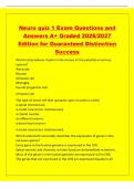 Neuro quiz 1 Exam Questions and&NewLine;Answers A&plus; Graded 2026&sol;2027&NewLine;Edition for Guaranteed Distinction&NewLine;Success&NewLine;Which cell produces myelin in the nerves of the peripheral nervous&NewLine;system&quest;&NewLine;Astrocyte&NewLine;Neuron&NewLine;Schwann cell&NewLine;Microglia&NewLine;Neural progenitor cell&NewLine;Sch
