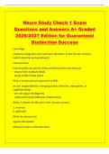 Neuro Study Check 1 Exam&NewLine;Questions and Answers A&plus; Graded&NewLine;2026&sol;2027 Edition for Guaranteed&NewLine;Distinction Success&NewLine;neurology&NewLine;related to diagnosis and treatment disorders of the human nervous&NewLine;system &lpar;central and peripheral&rpar;&NewLine;neuroscience&NewLine;how and why do s