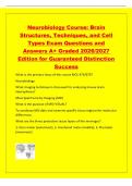 Neurobiology Course&colon; Brain&NewLine;Structures&comma; Techniques&comma; and Cell&NewLine;Types Exam Questions and&NewLine;Answers A&plus; Graded 2026&sol;2027&NewLine;Edition for Guaranteed Distinction&NewLine;Success&NewLine;What is the primary focus of the course BIOL 475&sol;675&quest;&NewLine;Neurobiology&NewLine;What imaging technique i