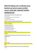 NIMS CNC Milling Level I Certification Exam Practice Questions and Correct Answers &vert; CNC Programming&comma; Machine Setup&comma; Tooling&comma; G-Code&comma; Inspection&comma; Safety and Precision Machining Study Guide