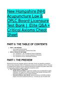 2026&sol;2027 New Hampshire &lpar;NH&rpar; Acupuncture Law & OPLC Board Licensure Test Bank &vert; Elite Q&A &plus; Critical Axioms Cheat Sheet