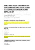 North Carolina Assisted Living Administrator Exam Practice Questions and Correct Answers &vert; Resident Care&comma; Facility Operations&comma; Regulations&comma; Compliance&comma; Leadership and Long-Term Care Management Study Guide