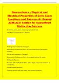 Neuroscience - Physical and&NewLine;Electrical Properties of Cells Exam&NewLine;Questions and Answers A&plus; Graded&NewLine;2026&sol;2027 Edition for Guaranteed&NewLine;Distinction Success&NewLine;Dendrites&comma; soma&comma; axon&comma; and presynaptic terminals&period;&NewLine;Four Main Components of a Neuron
