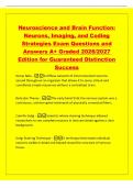 Neuroscience and Brain Function&colon;&NewLine;Neurons&comma; Imaging&comma; and Coding&NewLine;Strategies Exam Questions and&NewLine;Answers A&plus; Graded 2026&sol;2027&NewLine;Edition for Guaranteed Distinction&NewLine;Success&NewLine;Nerve Nets -A diffuse network of interconnected neurons&NewLine;spread throughout an organism