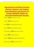 Neuroscience and Brain Function&colon;&NewLine;Neurons&comma; Systems&comma; and Imaging&NewLine;Exam Questions and Answers A&plus;&NewLine;Graded 2026&sol;2027 Edition for&NewLine;Guaranteed Distinction Success&NewLine;Dendrites -Receive signals in a neuron&period;&NewLine;Cell body -Maintains the neuron&period;&NewLine;Axon -Sends signal awa