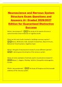Neuroscience and Nervous System&NewLine;Structure Exam Questions and&NewLine;Answers A&plus; Graded 2026&sol;2027&NewLine;Edition for Guaranteed Distinction&NewLine;Success&NewLine;What is neuroscience&quest; -The study of all aspects of nervous&NewLine;system function from molecular to cognitive levels&period;&NewLine;What 