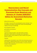 Neuroscience and Neural&NewLine;Communication&colon; Key Concepts and&NewLine;Processes Exam Questions and&NewLine;Answers A&plus; Graded 2026&sol;2027&NewLine;Edition for Guaranteed Distinction&NewLine;Success&NewLine;behaviorial neuroscience&NewLine;the study or research of the neurobiological processes that give ri