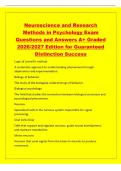 Neuroscience and Research&NewLine;Methods in Psychology Exam&NewLine;Questions and Answers A&plus; Graded&NewLine;2026&sol;2027 Edition for Guaranteed&NewLine;Distinction Success&NewLine;Logic of scientific method&NewLine;A systematic approach to understanding phenomena through&NewLine;observation and experiment