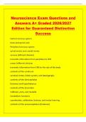 Neuroscience Exam Questions and&NewLine;Answers A&plus; Graded 2026&sol;2027&NewLine;Edition for Guaranteed Distinction&NewLine;Success&NewLine;Central nervous system&NewLine;brain and spinal cord&NewLine;Peripheral nervous system&NewLine;spinal nerves and cranial nerves&NewLine;sensory &lpar;afferent division&rpar;