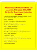 Neuroscience Exam Questions and&NewLine;Answers A&plus; Graded 2026&sol;2027&NewLine;Edition for Guaranteed Distinction&NewLine;Success&NewLine;The science of understanding the development&comma; chemistry&comma; structure&comma;&NewLine;function&comma; and pathology of the nervous system&period;&NewLine;What is neuroscience&quest;&NewLine;Molecula
