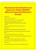 Neuroscience Exam Questions and&NewLine;Answers A&plus; Graded 2026&sol;2027&NewLine;Edition for Guaranteed Distinction&NewLine;Success&NewLine;neuroscience&NewLine;study of the nervous system&NewLine;What were Rene Descartes views on neuroscience&quest;&NewLine;- described the brain and body as a machine&NewLine;- mind and 
