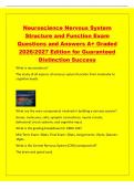 Neuroscience Nervous System&NewLine;Structure and Function Exam&NewLine;Questions and Answers A&plus; Graded&NewLine;2026&sol;2027 Edition for Guaranteed&NewLine;Distinction Success&NewLine;What is neuroscience&quest;&NewLine;The study of all aspects of nervous system function from molecular to&NewLine;cognitive level