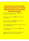 Neuroscience of Learning Exam&NewLine;Questions and Answers A&plus; Graded&NewLine;2026&sol;2027 Edition for Guaranteed&NewLine;Distinction Success&NewLine;What are the major structures of a neuron&quest; -Cell body&comma;&NewLine;dendrites&comma; axon&comma; myelin sheath&comma; synapse&period;&NewLine;How do neurons communicate&quest; - Using el