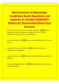 Neuroscience to Neurologic&NewLine;Conditions Exam Questions and&NewLine;Answers A&plus; Graded 2026&sol;2027&NewLine;Edition for Guaranteed Distinction&NewLine;Success&NewLine;What are the two major nervous system cell types&quest; - Neurons&NewLine;&lpar;signal transmission&rpar; and glial cells &lpar;support neurons&comma; maint