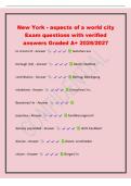 New York - aspects of a world city&NewLine;Exam questions with verified&NewLine;answers Graded A&plus; 2026&sol;2027&NewLine;to consist of - Answer bestehen aus&NewLine;borough &lpar;AE&rpar; - Answer Bezirk&semi; Stadtteil&NewLine;contribution - Answer Beitrag&semi; Beteiligung&NewLine;inhabitant - Answer Einwohner&sol;-in&semi;