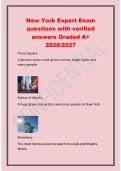 New York Expert Exam&NewLine;questions with verified&NewLine;answers Graded A&plus;&NewLine;2026&sol;2027&NewLine;Times Square&NewLine;A famous square with giant screens&comma; bright lights and&NewLine;many people