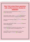 New York notary Exam questions&NewLine;with verified answers Graded A&plus;&NewLine;2026&sol;2027&NewLine;A Proof of Execution May Be Performed on a - Answer&NewLine; Deed of Reconveyance&NewLine;Notario Public or Publico - Answer Suspended for a&NewLine;period of not less than one year or revoked on the 