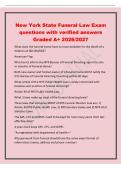 New York State Funeral Law Exam&NewLine;questions with verified answers&NewLine;Graded A&plus; 2026&sol;2027&NewLine;What does the funeral home have to have available for the death of a&NewLine;Veteran at NO CHARGE&quest;&NewLine;American Flag&NewLine;Who has to inform the NYS Bureau of Funeral Directing upon t