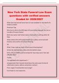 New York State Funeral Law Exam&NewLine;questions with verified answers&NewLine;Graded A&plus; 2026&sol;2027&NewLine;What does the funeral home have to have available for the death of a&NewLine;Veteran at N&sol;C&quest;&NewLine;American Flag&NewLine;Who has to inform the NYS dept of Funeral directing upon the sale 